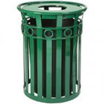 Witt Industries M3600-R-FT-GN Oakley Decorative 36 Gallon Green Steel Round Outdoor Decorative Trash Can with Flat Top Lid Witt Industries M3600-R-FT-GN Oakley Decorative 36 Gallon Green Steel Round Outdoor Decorative Trash Can with Flat Top Lid