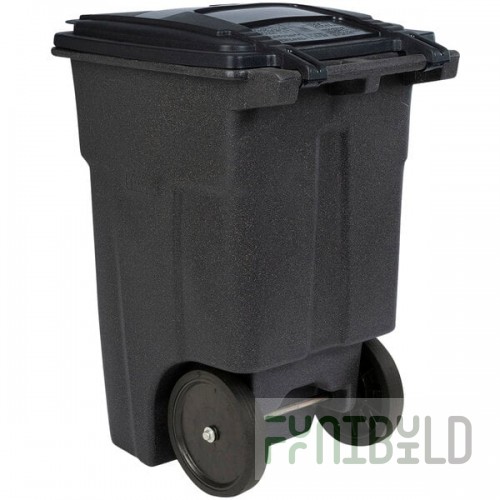 Toter ANA48-00BST 48 Gallon Brownstone Rotational Molded Wheeled Rectangular Trash Can with Lid