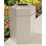 Commercial Zone 737102 PolyTec 30 Gallon Beige Hexagonal Trash Can with Open Top