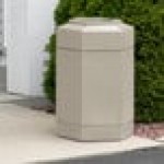 Commercial Zone 737102 PolyTec 30 Gallon Beige Hexagonal Trash Can with Open Top