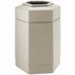 Commercial Zone 737102 PolyTec 30 Gallon Beige Hexagonal Trash Can with Open Top