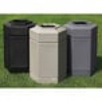Commercial Zone 737102 PolyTec 30 Gallon Beige Hexagonal Trash Can with Open Top