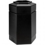 Commercial Zone 737102 PolyTec 30 Gallon Beige Hexagonal Trash Can with Open Top