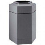 Commercial Zone 737102 PolyTec 30 Gallon Beige Hexagonal Trash Can with Open Top