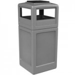 Commercial Zone 737102 PolyTec 30 Gallon Beige Hexagonal Trash Can with Open Top