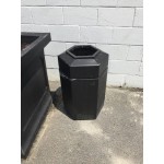 Commercial Zone 737102 PolyTec 30 Gallon Beige Hexagonal Trash Can with Open Top