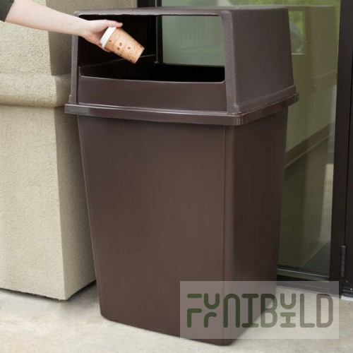 Rubbermaid® Glutton 56 Gallon Brown Rectangular Trash Can and Lid