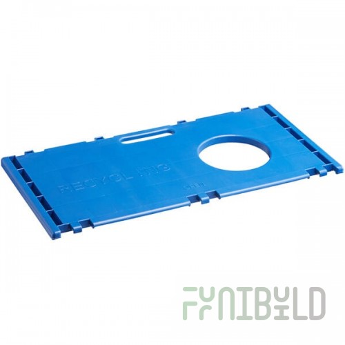 Cerobin 45 Gallon Blue Rectangular Interchangeable Recycling Bin Lid with Bottle/Can Slot and Handle