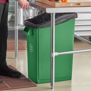 Lavex 92 Qt. / 23 Gallon Green Rectangular Under-Counter Recycling Bin