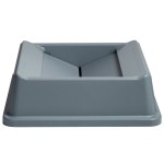 Rubbermaid® FG266400GRAY Untouchable 35 / 50 Gallon Gray Square Trash Can Drop Shot Lid