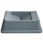 Rubbermaid® FG266400GRAY Untouchable 35 / 50 Gallon Gray Square Trash Can Drop Shot Lid