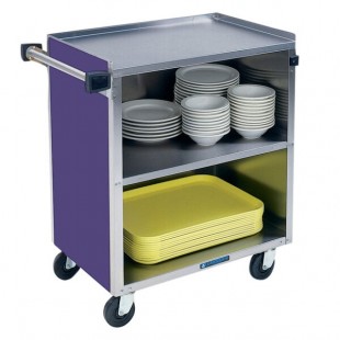 Lakeside 622P Medium-Duty Stainless Steel Three Shelf Utility Cart with Enclosed Base and Purple Finish - 19