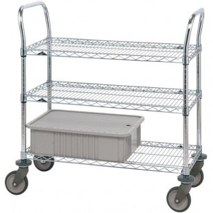 Metro 3SPN55S Super Erecta Stainless Steel Three Shelf Heavy Duty Utility Cart with Polyurethane Casters - 24 Metro 3SPN55S Super Erecta Stainless Steel Three Shelf Heavy Duty Utility Cart with Polyurethane Casters - 24