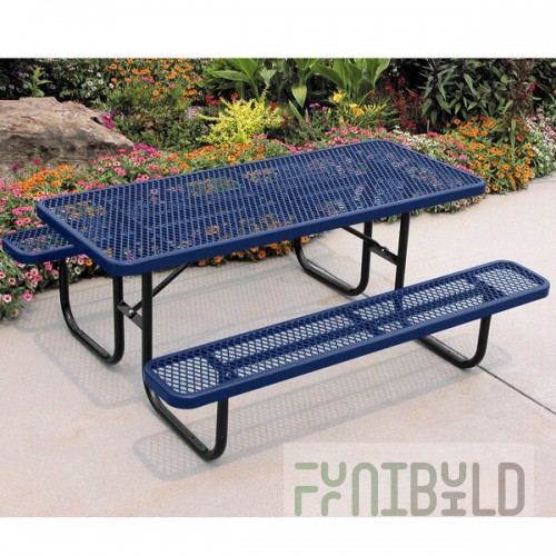 Ultra Site 8' Ultra Blue Heavy-Duty Rectangular Diamond Table 96