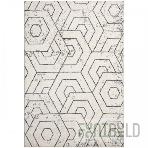 Abani Casa Collection 4' x 6' Gray / Cream Contemporary Distressed Geometric Hexagon Area Rug