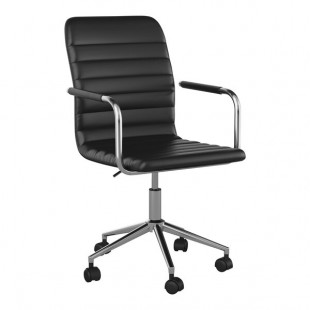 Martha Stewart Taytum Black Faux Leather Swivel Office Chair with Polished Nickel Finish Martha Stewart Taytum Black Faux Leather Swivel Office Chair with Polished Nickel Finish