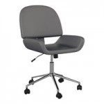 Martha Stewart Taytum Black Faux Leather Swivel Office Chair with Polished Nickel Finish