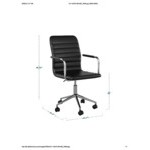 Martha Stewart Taytum Black Faux Leather Swivel Office Chair with Polished Nickel Finish