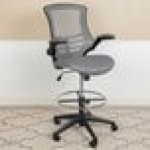 Flash Furniture BL-X-5M-D-DKGY-GG Mid-Back Dark Gray Mesh Drafting Stool with Flip-Up Arms