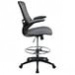Flash Furniture BL-X-5M-D-DKGY-GG Mid-Back Dark Gray Mesh Drafting Stool with Flip-Up Arms