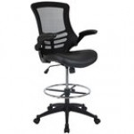 Flash Furniture BL-X-5M-D-DKGY-GG Mid-Back Dark Gray Mesh Drafting Stool with Flip-Up Arms