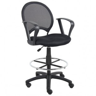 Boss B16217 Black Mesh Drafting Stool with Loop Arms Boss B16217 Black Mesh Drafting Stool with Loop Arms