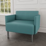 Lesro Luxe Lounge Series Patriot Plus Sea Vinyl Bariatric Guest Arm Chair with Steel Legs