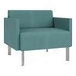 Lesro Luxe Lounge Series Patriot Plus Sea Vinyl Bariatric Guest Arm Chair with Steel Legs