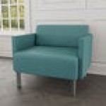 Lesro Luxe Lounge Series Patriot Plus Sea Vinyl Bariatric Guest Arm Chair with Steel Legs