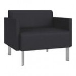 Lesro Luxe Lounge Series Patriot Plus Sea Vinyl Bariatric Guest Arm Chair with Steel Legs