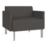Lesro Luxe Lounge Series Patriot Plus Sea Vinyl Bariatric Guest Arm Chair with Steel Legs