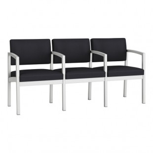 Lesro Lenox Steel Patriot Plus Black Vinyl 3-Seat Sofa with Center Arms Lesro Lenox Steel Patriot Plus Black Vinyl 3-Seat Sofa with Center Arms