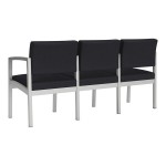 Lesro Lenox Steel Patriot Plus Black Vinyl 3-Seat Sofa with Center Arms Lesro Lenox Steel Patriot Plus Black Vinyl 3-Seat Sofa with Center Arms
