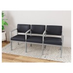 Lesro Lenox Steel Patriot Plus Black Vinyl 3-Seat Sofa with Center Arms Lesro Lenox Steel Patriot Plus Black Vinyl 3-Seat Sofa with Center Arms
