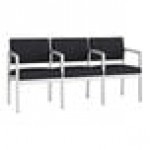 Lesro Lenox Steel Patriot Plus Black Vinyl 3-Seat Sofa with Center Arms Lesro Lenox Steel Patriot Plus Black Vinyl 3-Seat Sofa with Center Arms