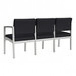 Lesro Lenox Steel Patriot Plus Black Vinyl 3-Seat Sofa with Center Arms Lesro Lenox Steel Patriot Plus Black Vinyl 3-Seat Sofa with Center Arms