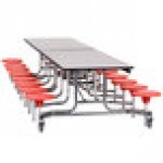 National Public Seating MTS1216-PWPECR 12' Mobile Plywood Cafeteria Table with Chrome Frame, ProtectEdge, and 16 Stools National Public Seating MTS1216-PWPECR 12' Mobile Plywood Cafeteria Table with Chrome Frame, ProtectEdge, and 16 Stools