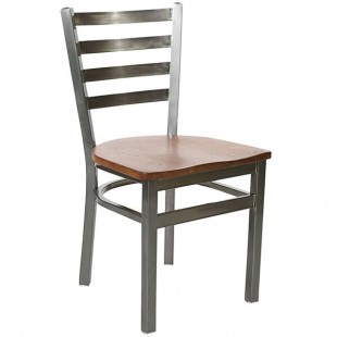 BFM Seating Lima Steel Customizable Side Chair with Ash Wooden Seat and Clear Coat Frame BFM Seating Lima Steel Customizable Side Chair with Ash Wooden Seat and Clear Coat Frame