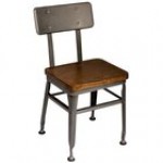 BFM Seating Lincoln Clear Coated Steel Side Chair with Autumn Ash Wooden Back and Seat BFM Seating Lincoln Clear Coated Steel Side Chair with Autumn Ash Wooden Back and Seat