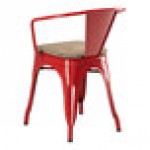 Lancaster Table & Seating Alloy Ruby Red Indoor Arm Chair with Gray Wood Seat