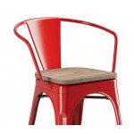 Lancaster Table & Seating Alloy Ruby Red Indoor Arm Chair with Gray Wood Seat