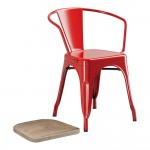 Lancaster Table & Seating Alloy Ruby Red Indoor Arm Chair with Gray Wood Seat