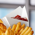 Carnival King 20 oz. White Square Cardboard Fry Cone - 500/Case Carnival King 20 oz. White Square Cardboard Fry Cone - 500/Case