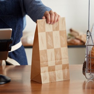 Bagcraft Packaging 300284 8 lb. EcoCraft Dubl-Wax® Kraft Bag with Artisan Print - 500/Case