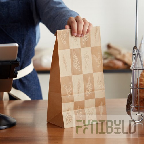 Bagcraft Packaging 300284 8 lb. EcoCraft Dubl-Wax® Kraft Bag with Artisan Print - 500/Case