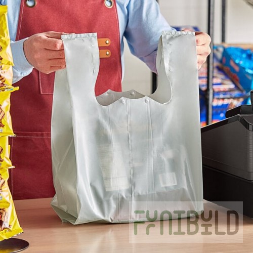 Choice Customizable 1/6 Standard Size 2.25 Mil Gray Unprinted Reusable Extra Heavy-Duty Plastic T-Shirt Bag - 250/Case