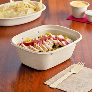 World Centric 44 oz. PLA Lined Compostable Fiber Box - 400/Case