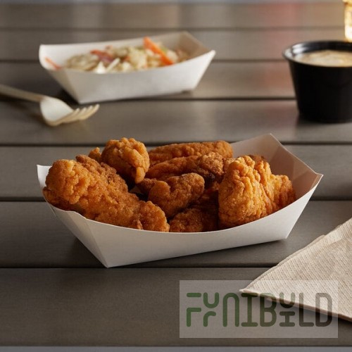 #100 1 lb. White Customizable Paper Food Tray - 1,000/Case