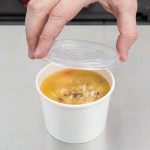 Choice 12 oz. White Double Poly-Coated Paper Food Cup with Vented Plastic Lid - 250/Case