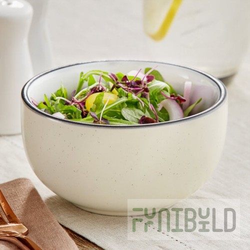 Acopa Embers 13 oz. Cream White Matte Stoneware Bowl - Sample